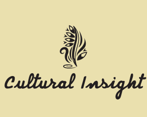 Tribal Tattoo Feather Pen logo design