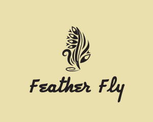 Tribal Tattoo Feather Pen logo design