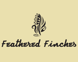 Tribal Tattoo Feather Pen logo design