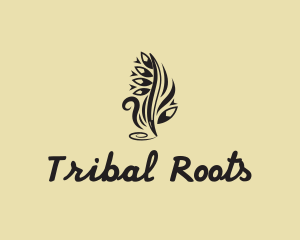 Tribal Tattoo Feather Pen logo design