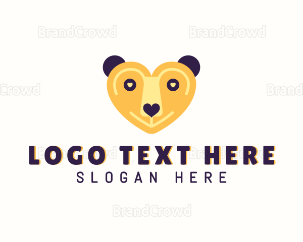 Heart Bear Animal Logo