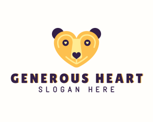 Heart Grizzly Bear logo design