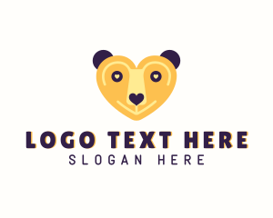 Preschool - Heart Bear Animal logo design