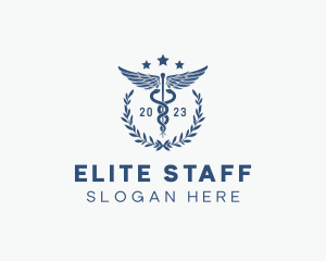 Medical Caduceus Wreath logo design