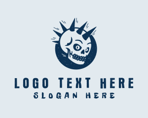 Skate - Spiky Mohawk Skull logo design