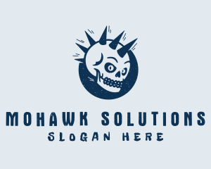 Mohawk - Spiky Mohawk Skull logo design