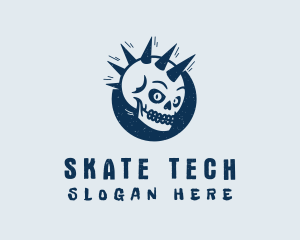 Spiky Mohawk Skull logo design