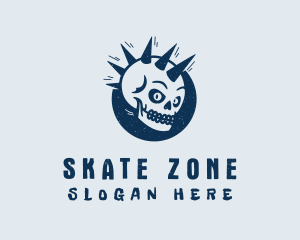 Spiky Mohawk Skull logo design