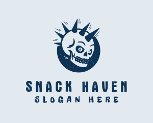 Spiky Mohawk Skull logo design