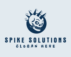 Spiky Mohawk Skull logo design