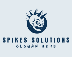 Spiky Mohawk Skull logo design