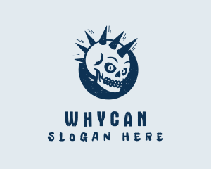 Skate Shop - Spiky Mohawk Skull logo design