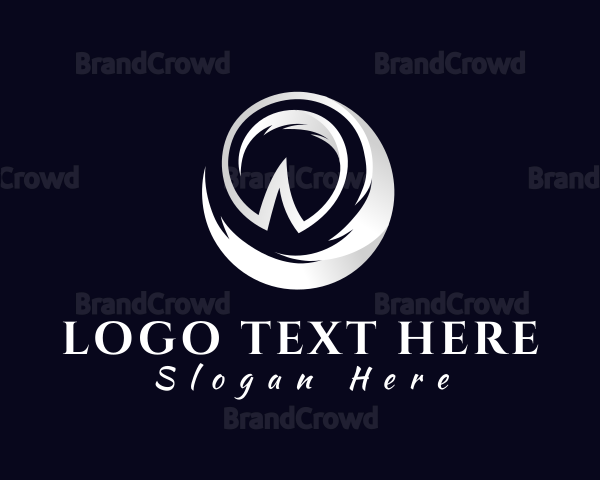 Metallic Wing Letter W Logo