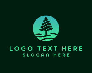 Lumber Mill - Green Pine Tree logo design