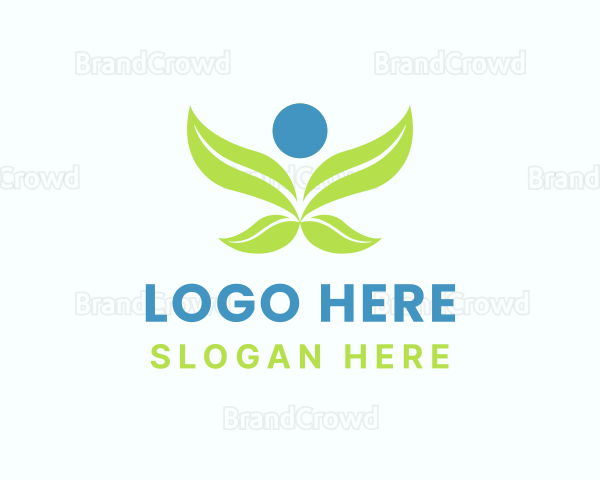 Wings Human Leaf Logo