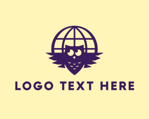 World Map - International Global Owl logo design