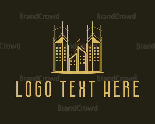 Gold Premium Real Estate Building Logo