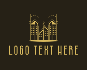 Metropolis - Gold Premium Real Estate Building logo design