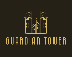 Gold Premium Real Estate Building logo design