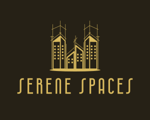 Gold Premium Real Estate Building logo design