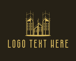 Gold Premium Real Estate Building logo design