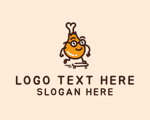 Food Stall - Skateboarding Chicken Leg logo design