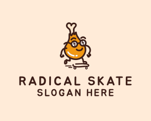 Skateboard - Skateboarding Chicken Leg logo design