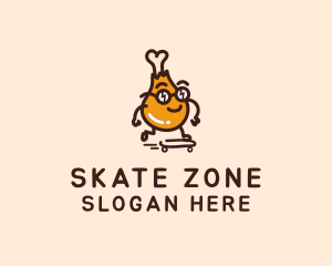 Skateboarding Chicken Leg logo design