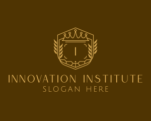 Institute - Wreath Crown Shield logo design