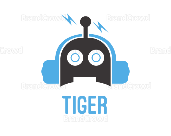 Music Robot Headphones Logo