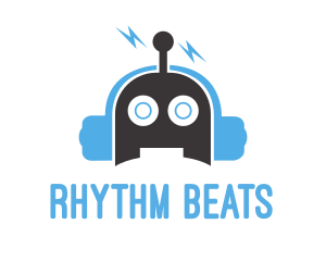 Edm - Music Robot Headphones logo design