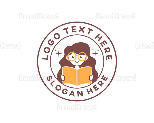 Girl Book Reading Logo