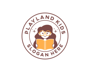 Girl Book Reading logo design