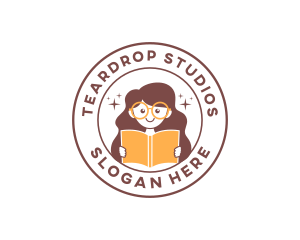 Girl Book Reading logo design