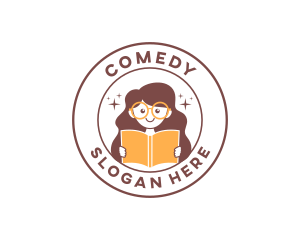 Academy - Girl Book Reading logo design