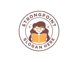 Child - Girl Book Reading logo design