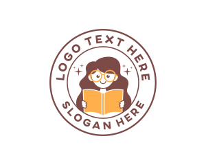 Girl Book Reading Logo