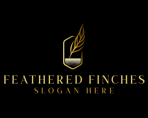 Feather Writing Quill logo design