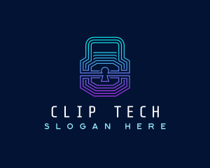 Digital Tech Padlock logo design