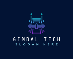 Digital Tech Padlock logo design