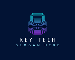 Digital Tech Padlock logo design