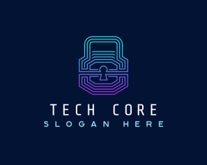 Digital Tech Padlock logo design