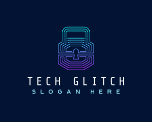 Digital Tech Padlock logo design