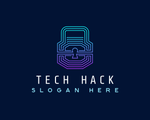 Digital Tech Padlock logo design