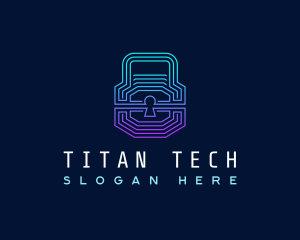 Digital Tech Padlock logo design