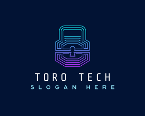 Digital Tech Padlock logo design