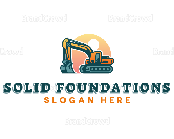 Excavator Digging Machinery Logo