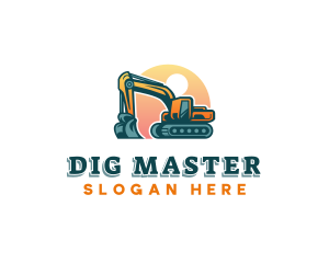 Excavator - Excavator Digging Machinery logo design