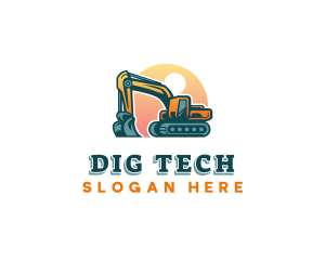 Excavator Digging Machinery logo design