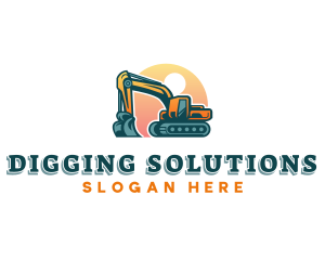 Excavator - Excavator Digging Machinery logo design